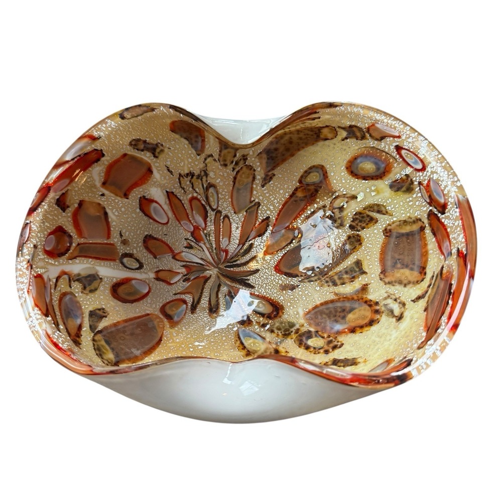 Vintage Murano Art Glass Vetro Artistico‎ Veneziano Avem Tutti Frutti Bowl
